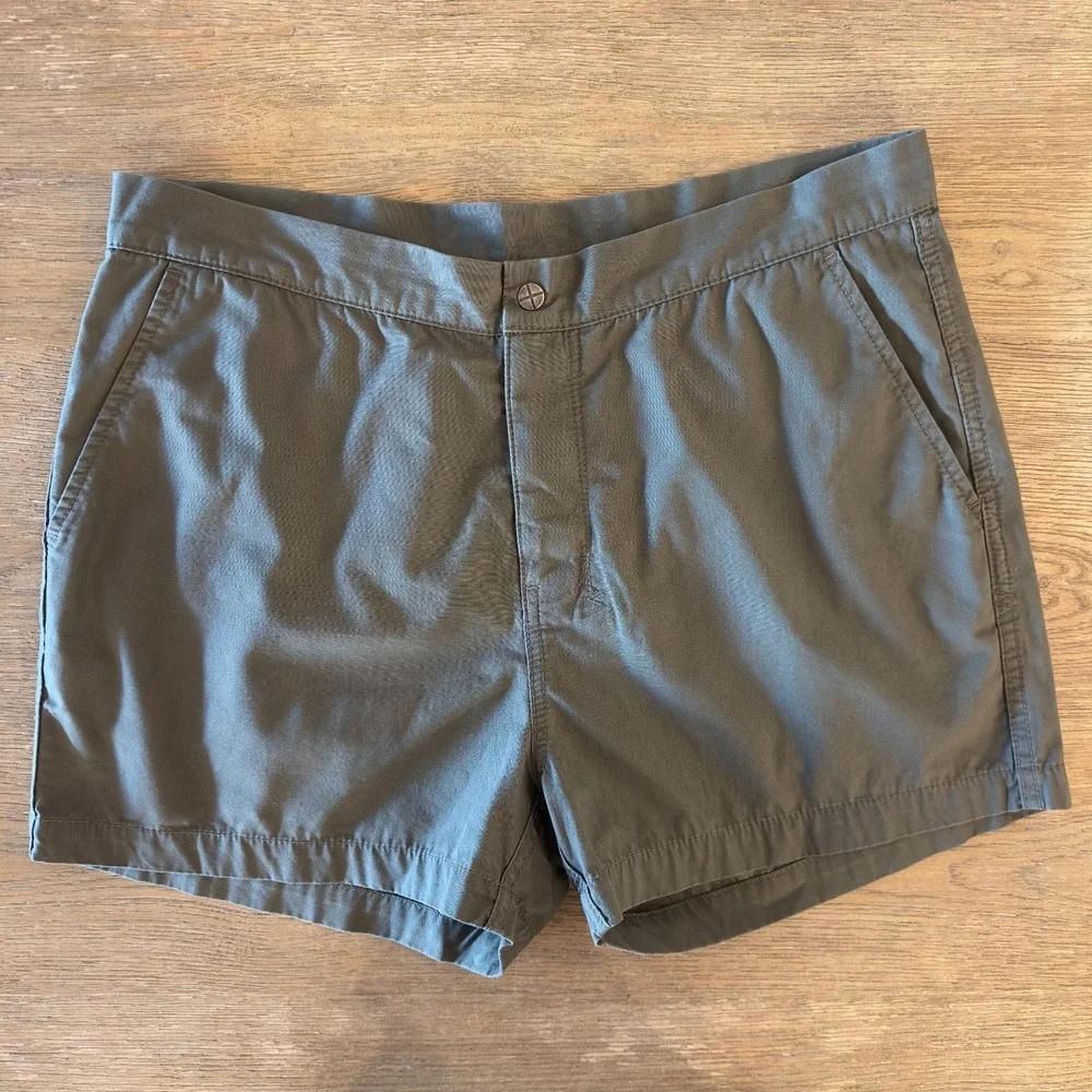 Ksubi Cotton Twill Flat Front Active Shorts-Men's Sz 34-Army Khaki Green-Hiking‎